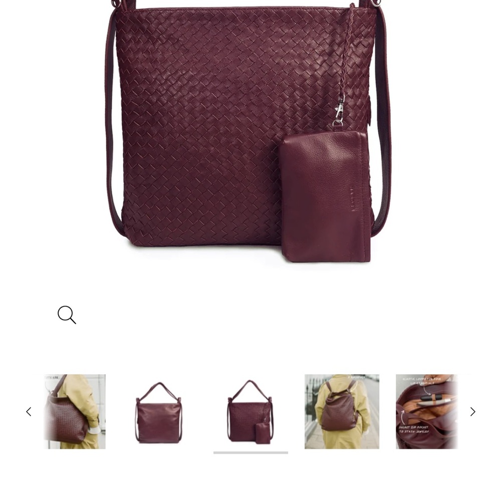 MANDRN Woven Evra Tote - Burgundy Shoulder Bag - Picture 4 of 14